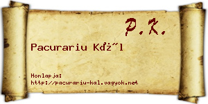 Pacurariu Kál névjegykártya